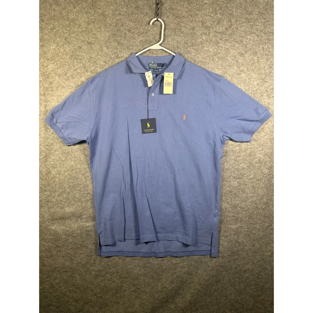 Polo RalphLauren Mens XXXL Blue Short Sleeve Cotton Pique Polo Shirt Orange Pony